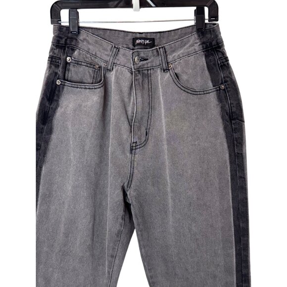 Nasty Gal grey black Side By Side high waisted mom jeans size 40 - Picture 5 of 11